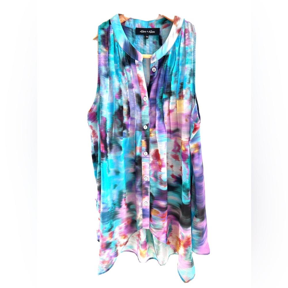 Alex + Alex Silk Sleeveless Multicolored Top - image 1